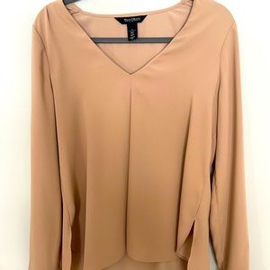 Beige/Tan White House Black Market Long Sleeve Blouse